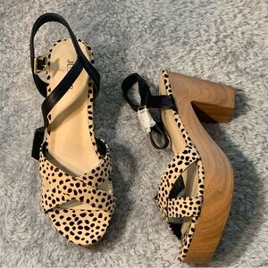 JustFab Black and Tan Polka Dot Sandals